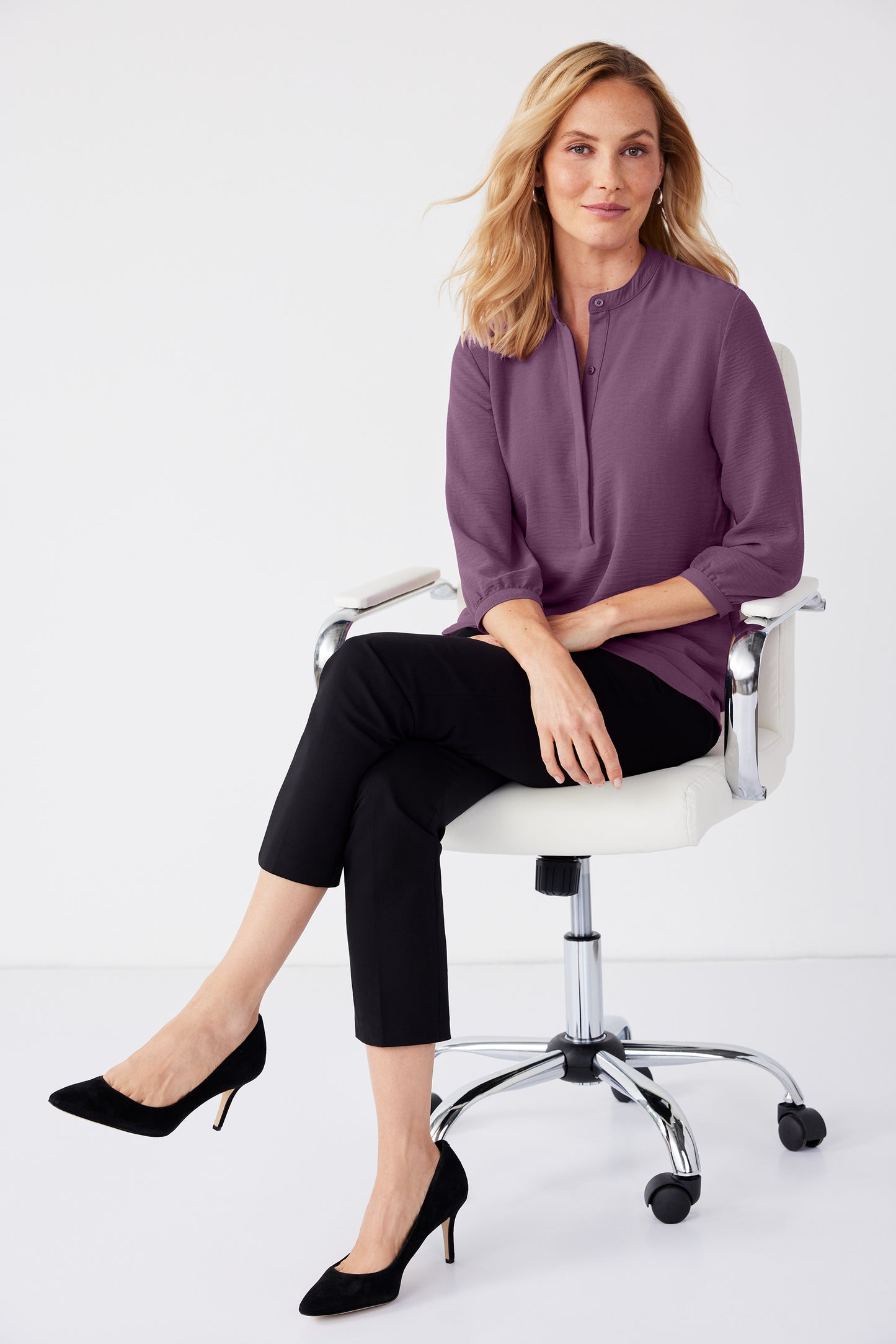 TDCJ Port Authority® Women's 3/4-Sleeve Textured Crepe Tunic LW713