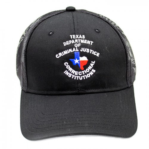 TDCJ Cap F Cotton Twill Six Panel Low Pro Mesh Cap in Black