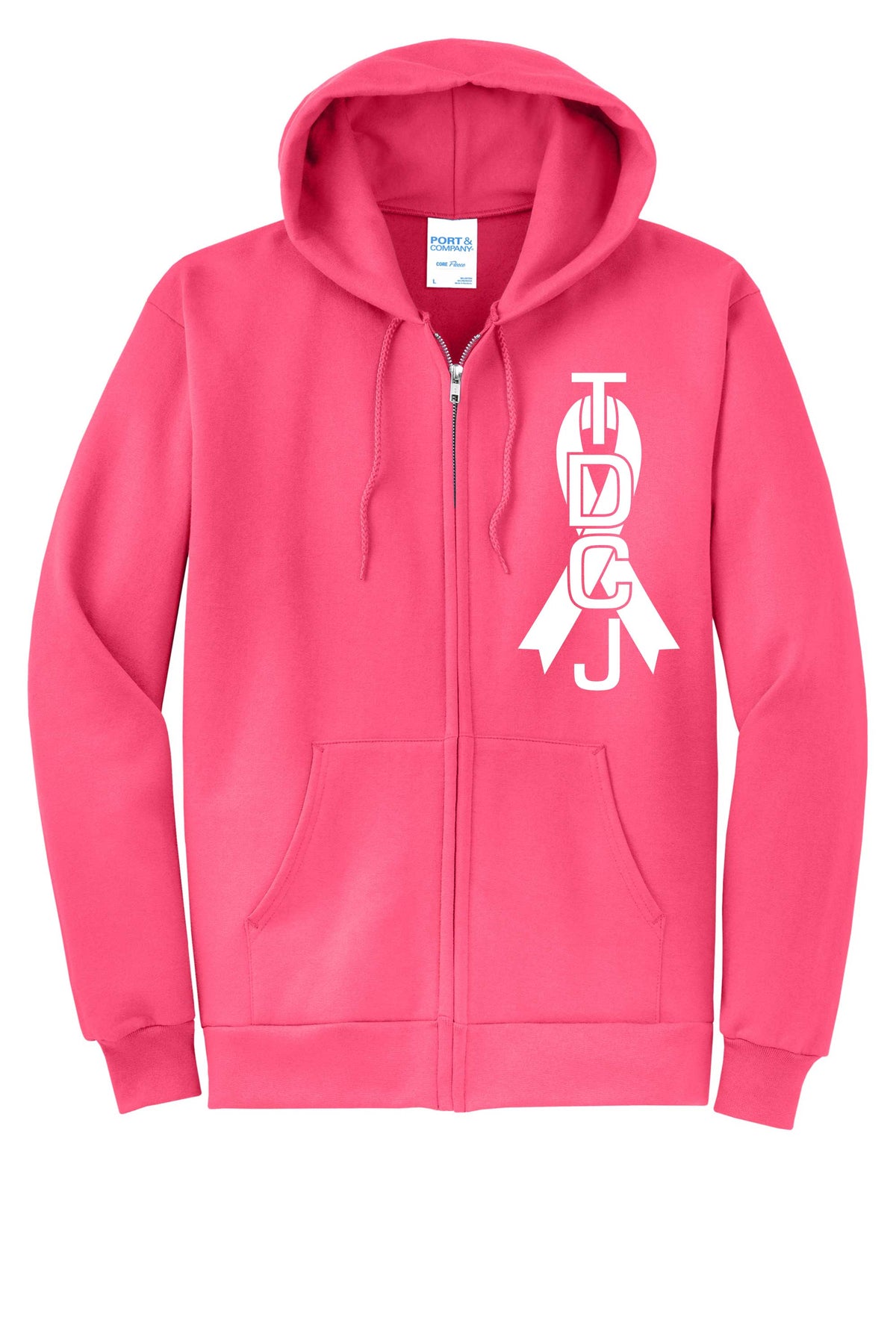 LIMITED EDITION - TDCJ Breast Cancer Awareness Port & Co® Core Fleece Full-Zip Hooded Sweatshirt