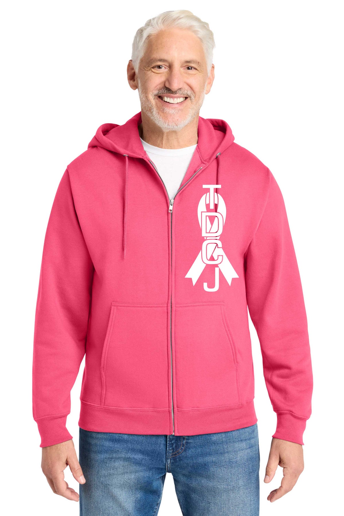 LIMITED EDITION - TDCJ Breast Cancer Awareness Port & Co® Core Fleece Full-Zip Hooded Sweatshirt